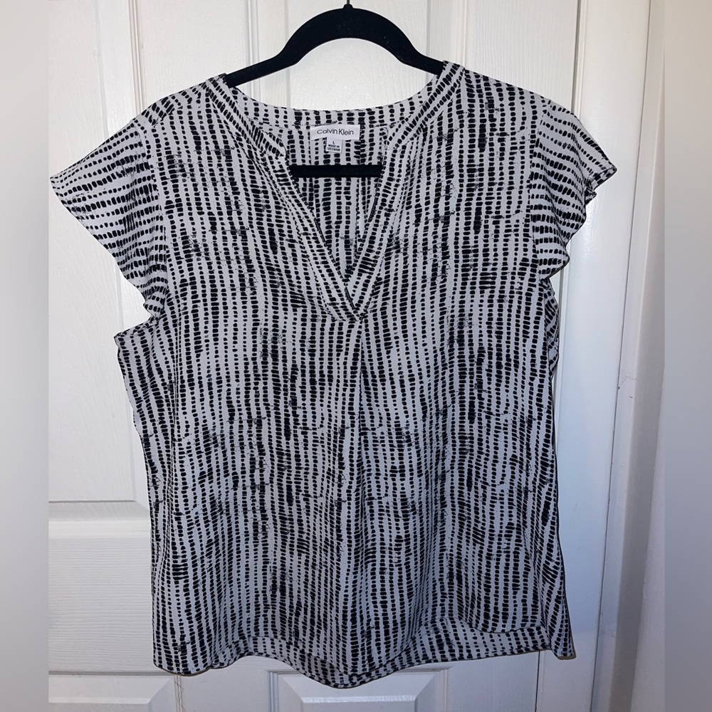 Calvin Klein Black & White Dotted Blouse